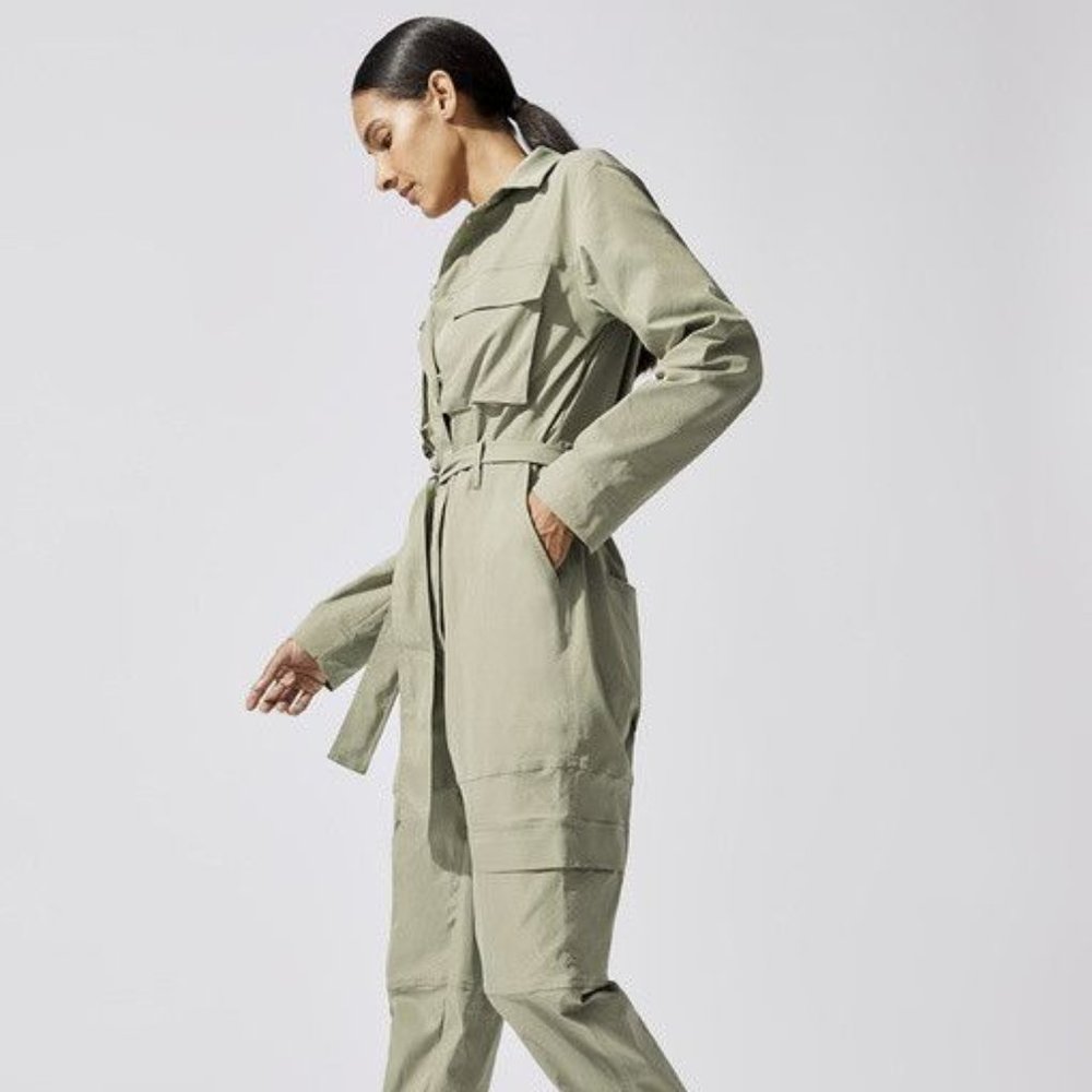 Carbon 38 Stretch Cargo Jumpsuit- Army Green